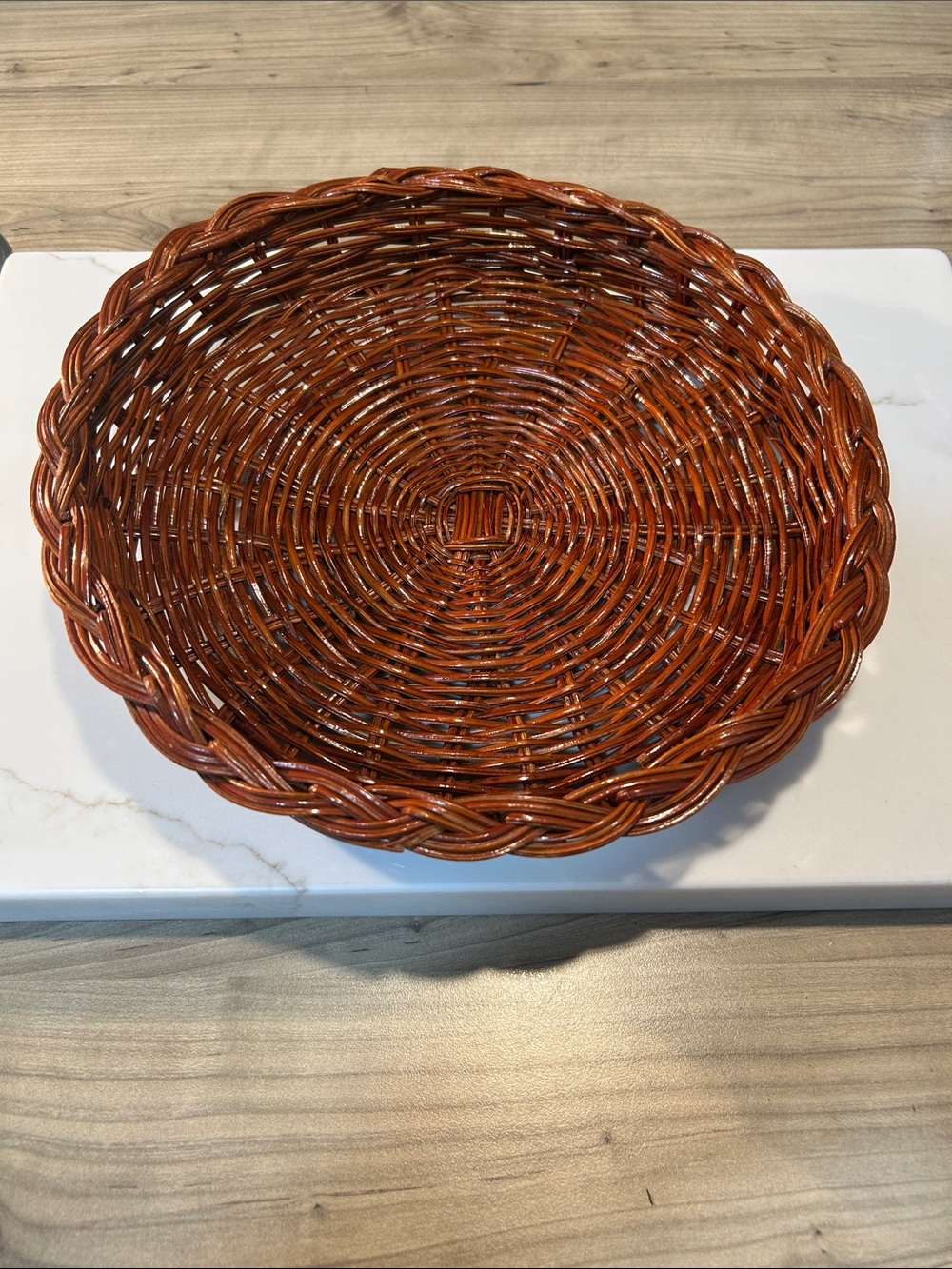 Handwoven Round Wicker Basket - Rustic Brown